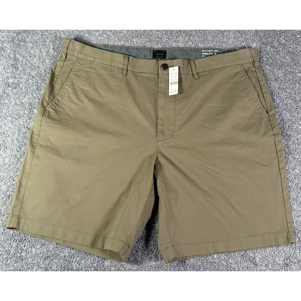 NWT J Crew Khaki Chino Shorts Men's 40 Preppy 9" Inseam Cotton Blend Stretch